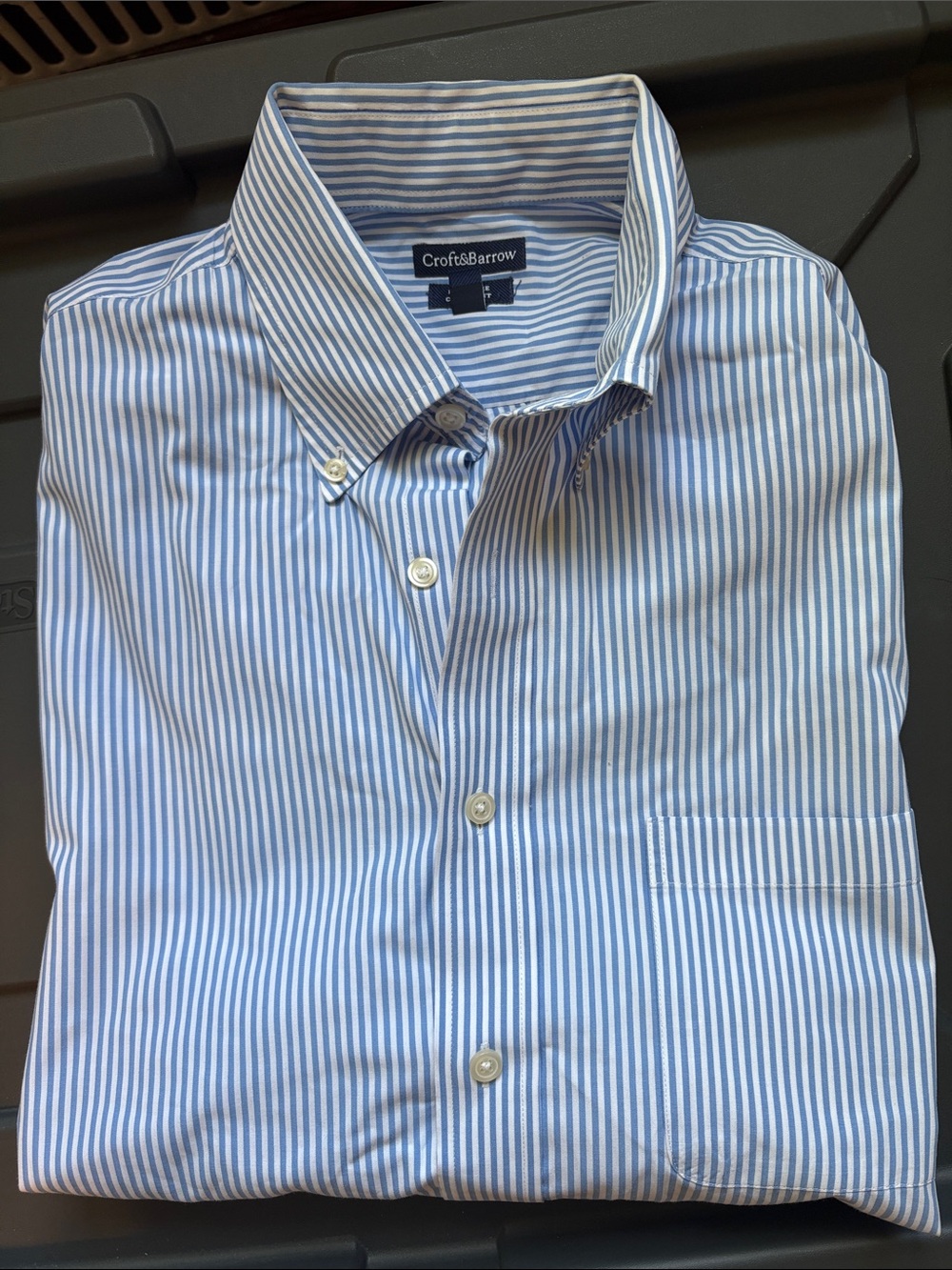 croft & barrow Light Blue and White Striped Button-Up Dress Shirt